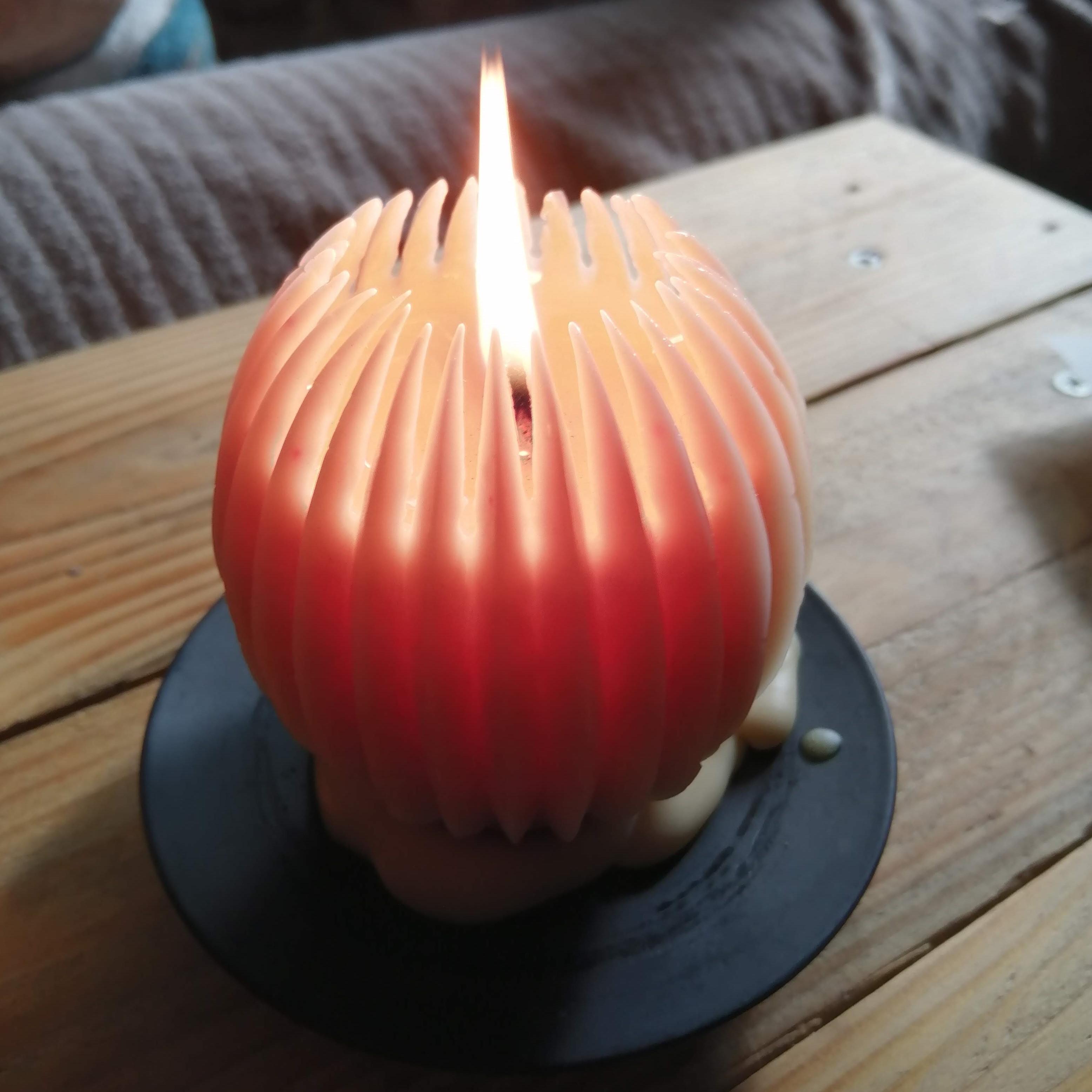 segmented sphere pure beeswax candle