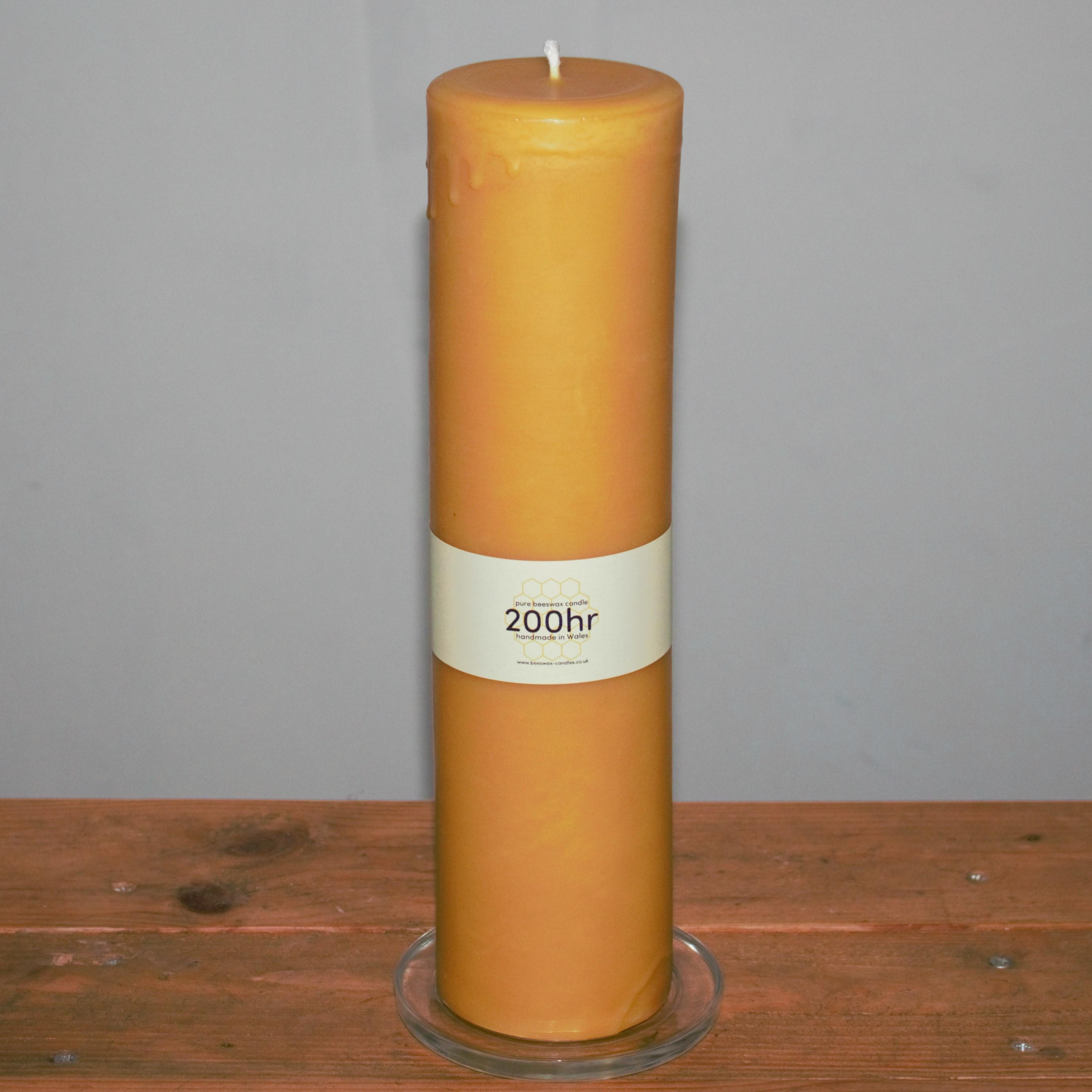 200 hour pure beeswax pillar candle