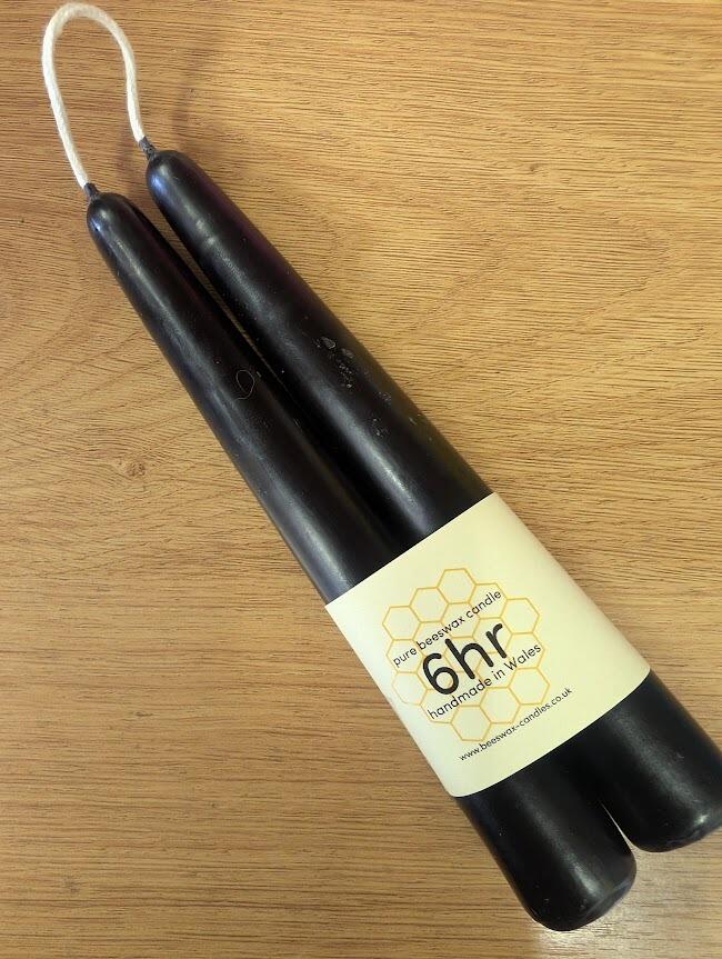 Jet Black dipped 6hr pure beeswax candles