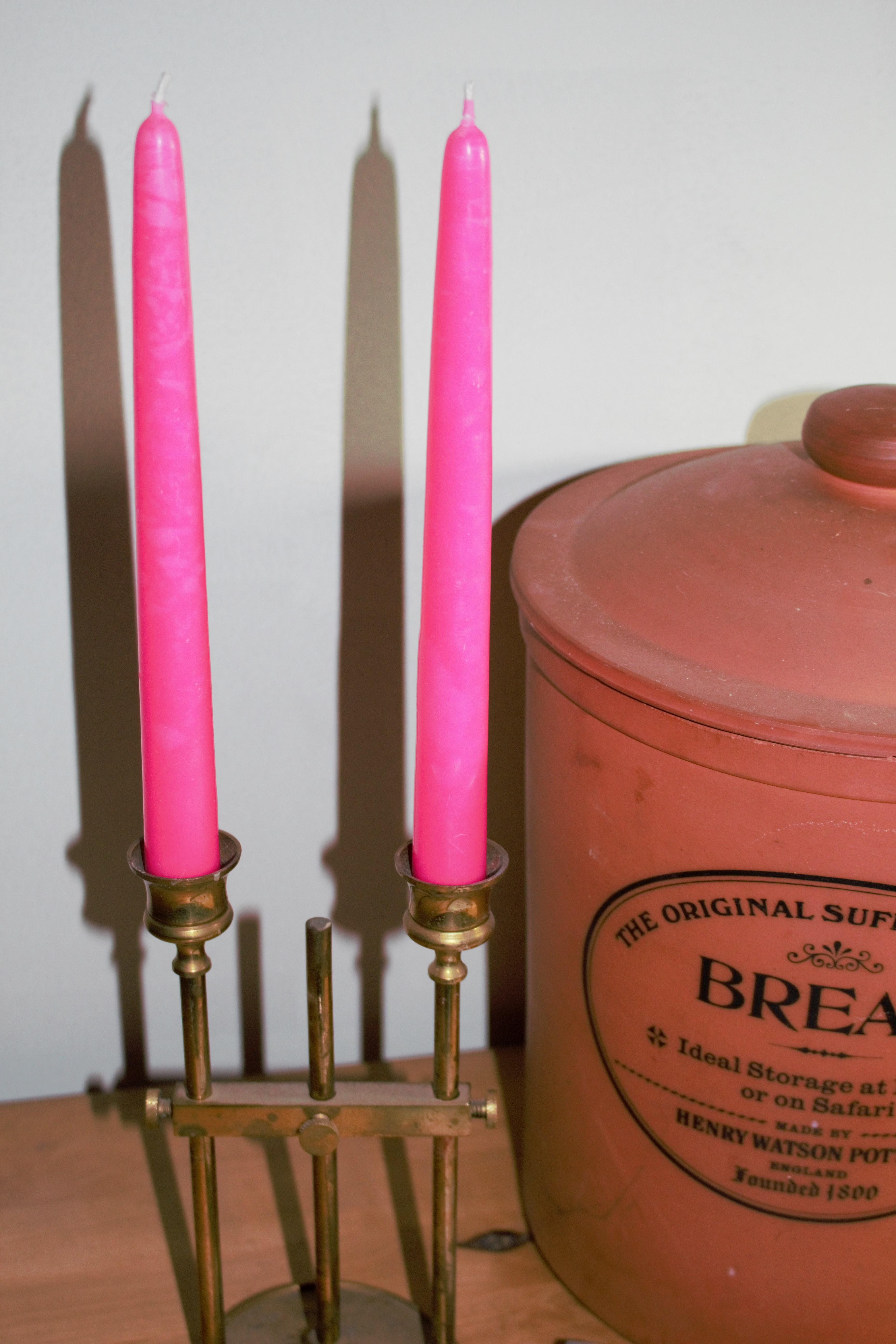 Hot pink beeswax candles
