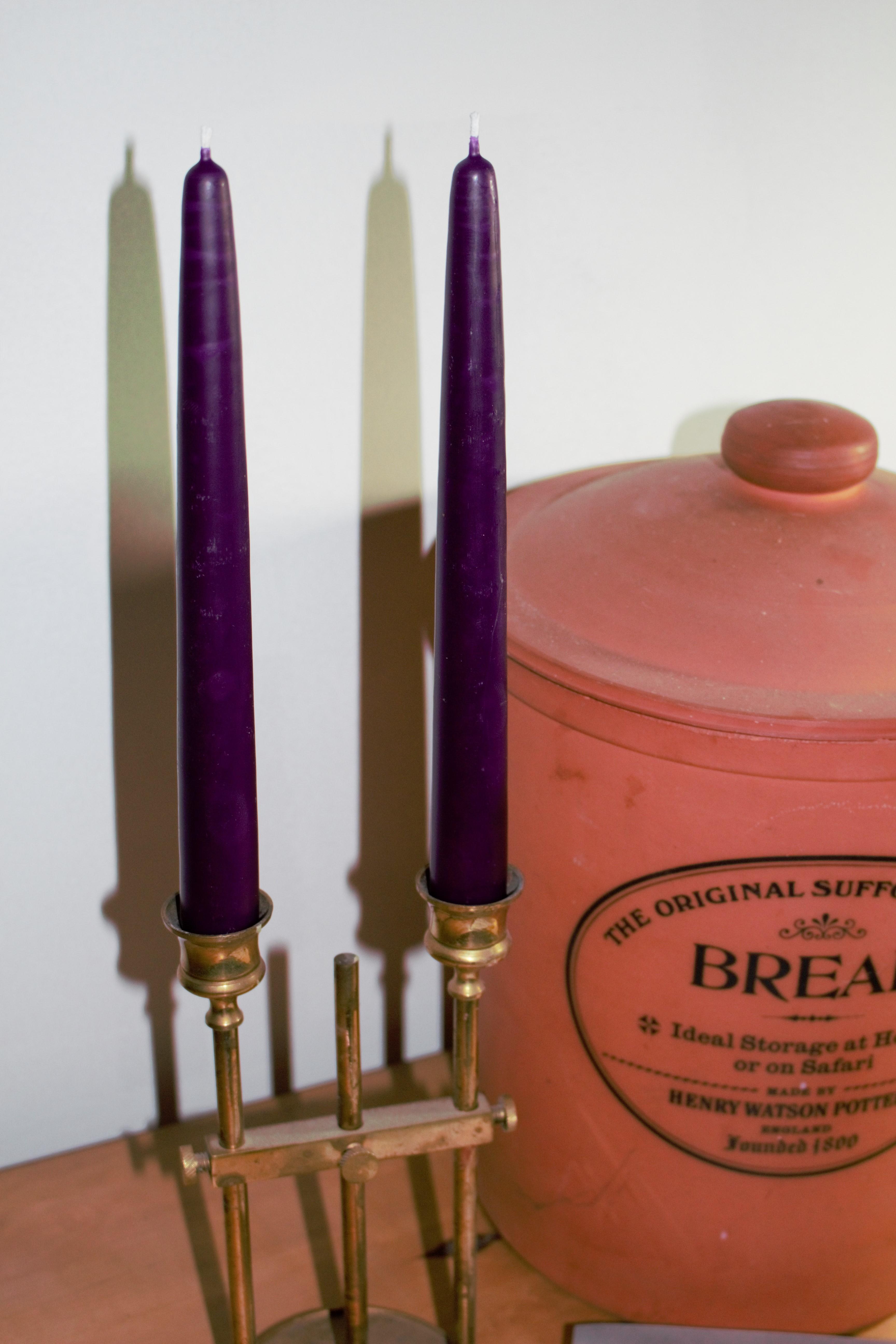 Deep purple beeswax candles