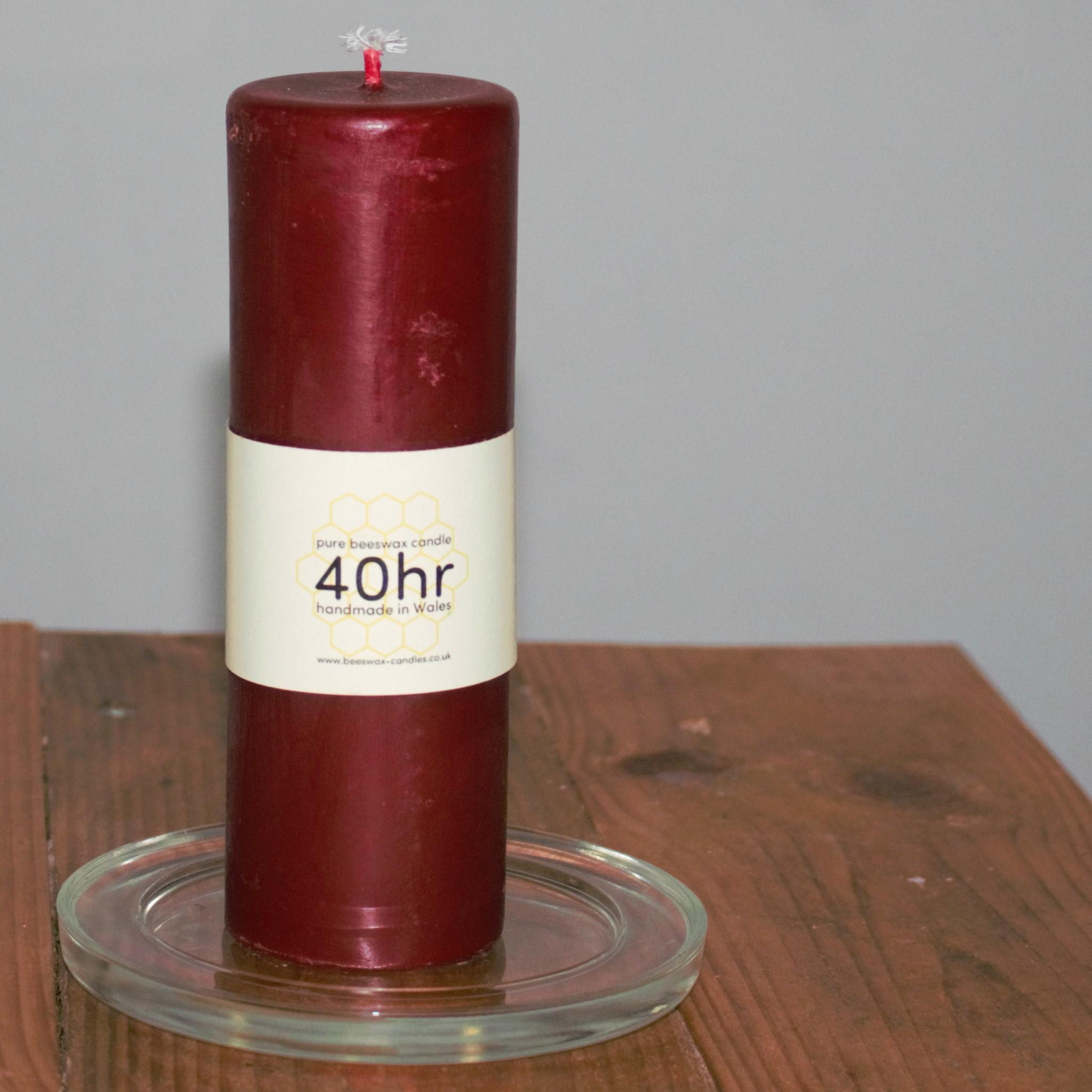 Christmas Red 40hr pure beeswax pillar candle