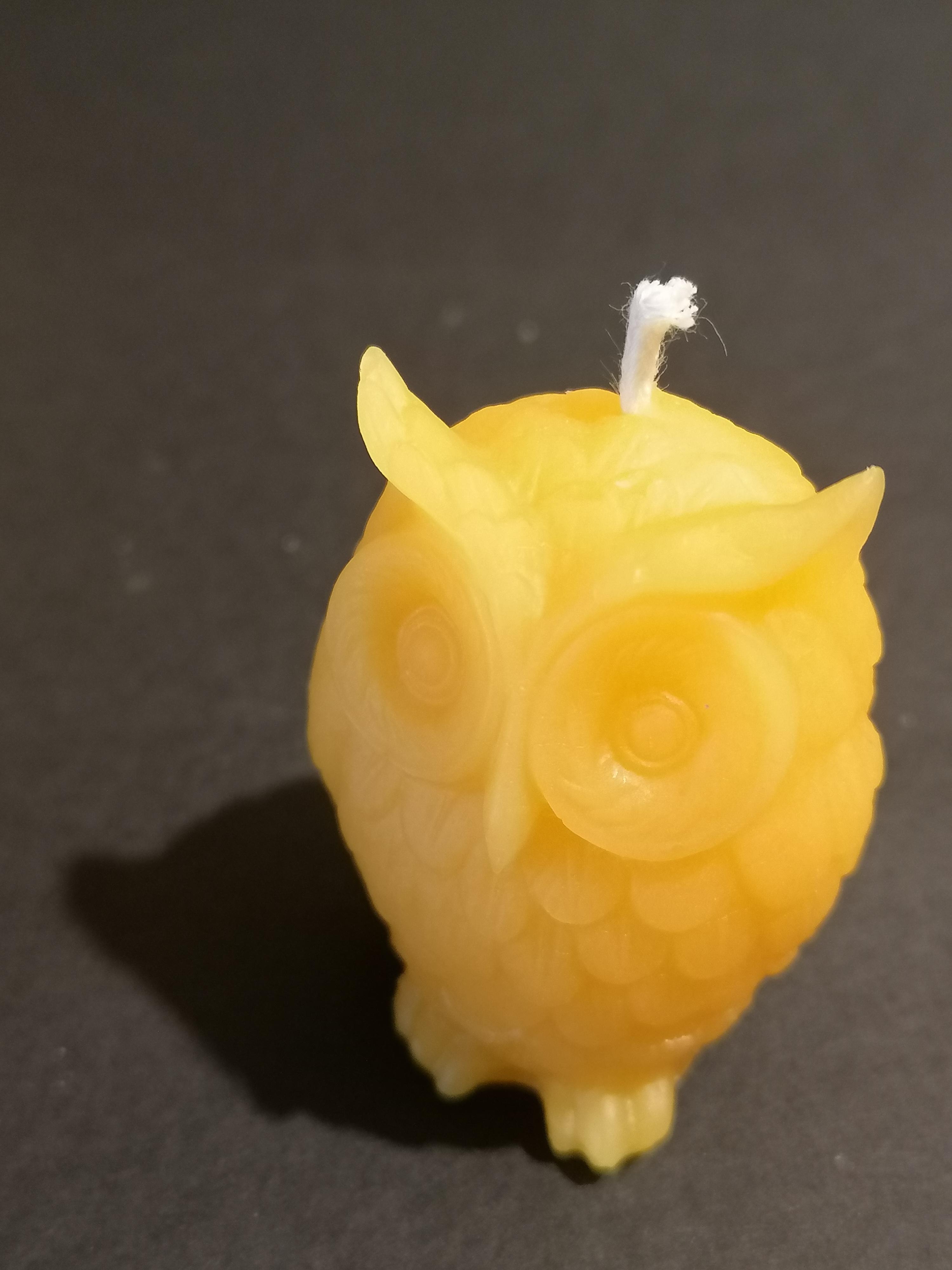 Large owl pure beeswax candle