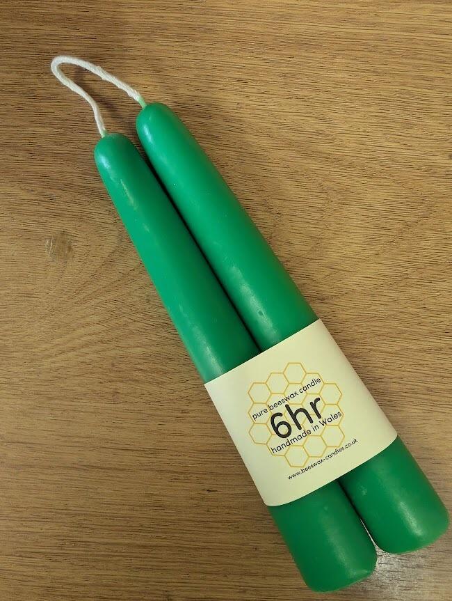 Seaweed Green dipped 6hr pure beeswax candles