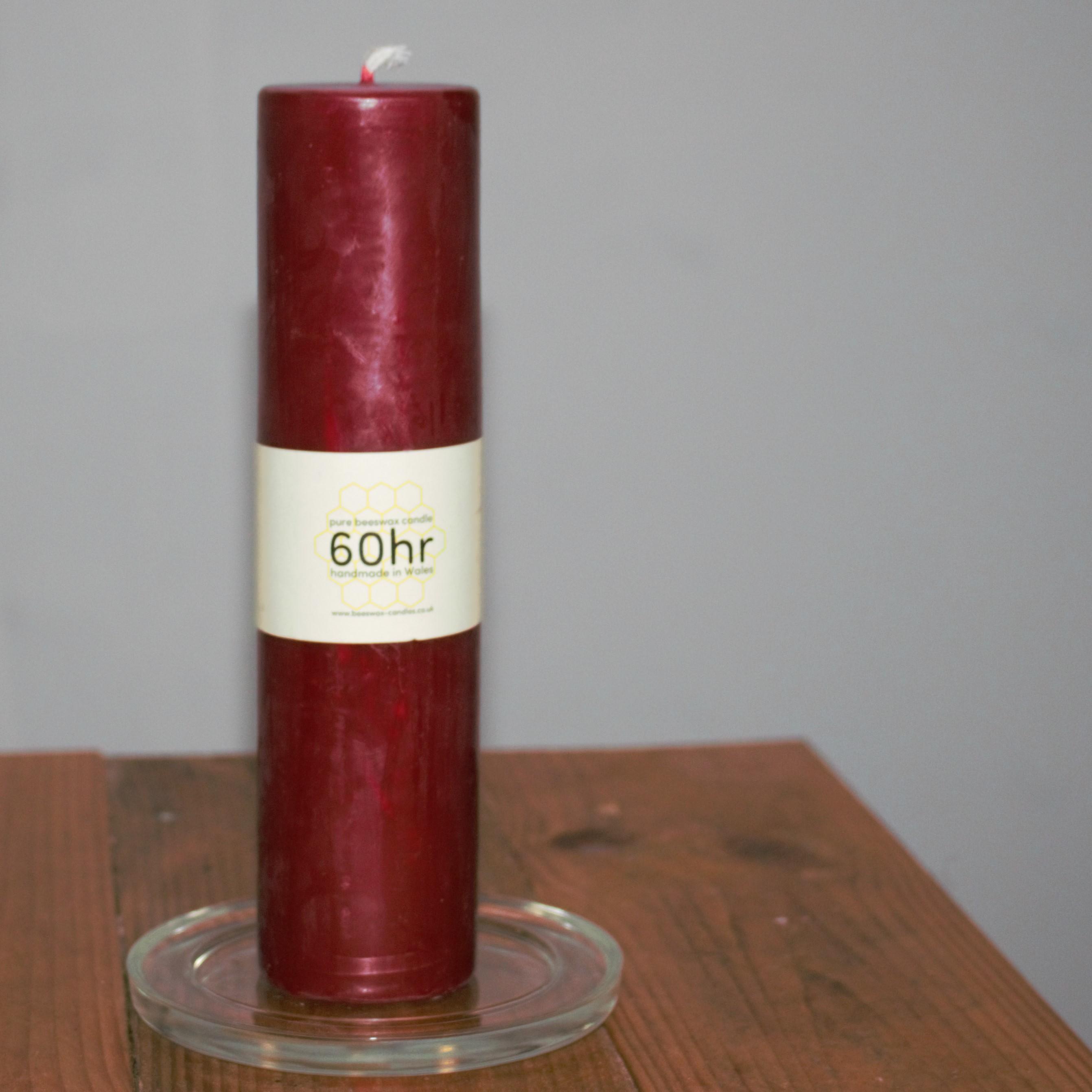 Christmas Red 60hr pure beeswax pillar candle