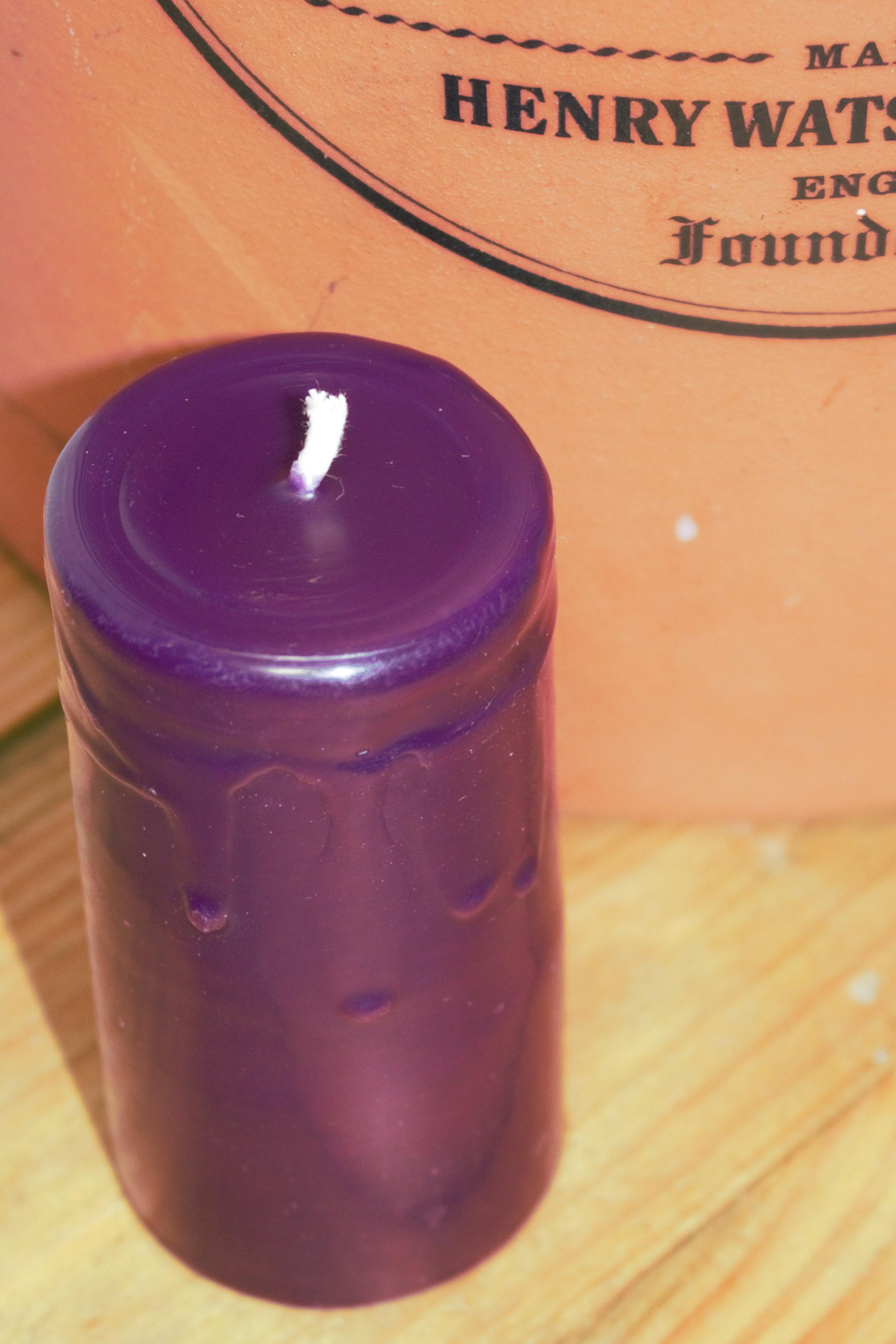 Deep Purple 20hr beeswax pillar candle