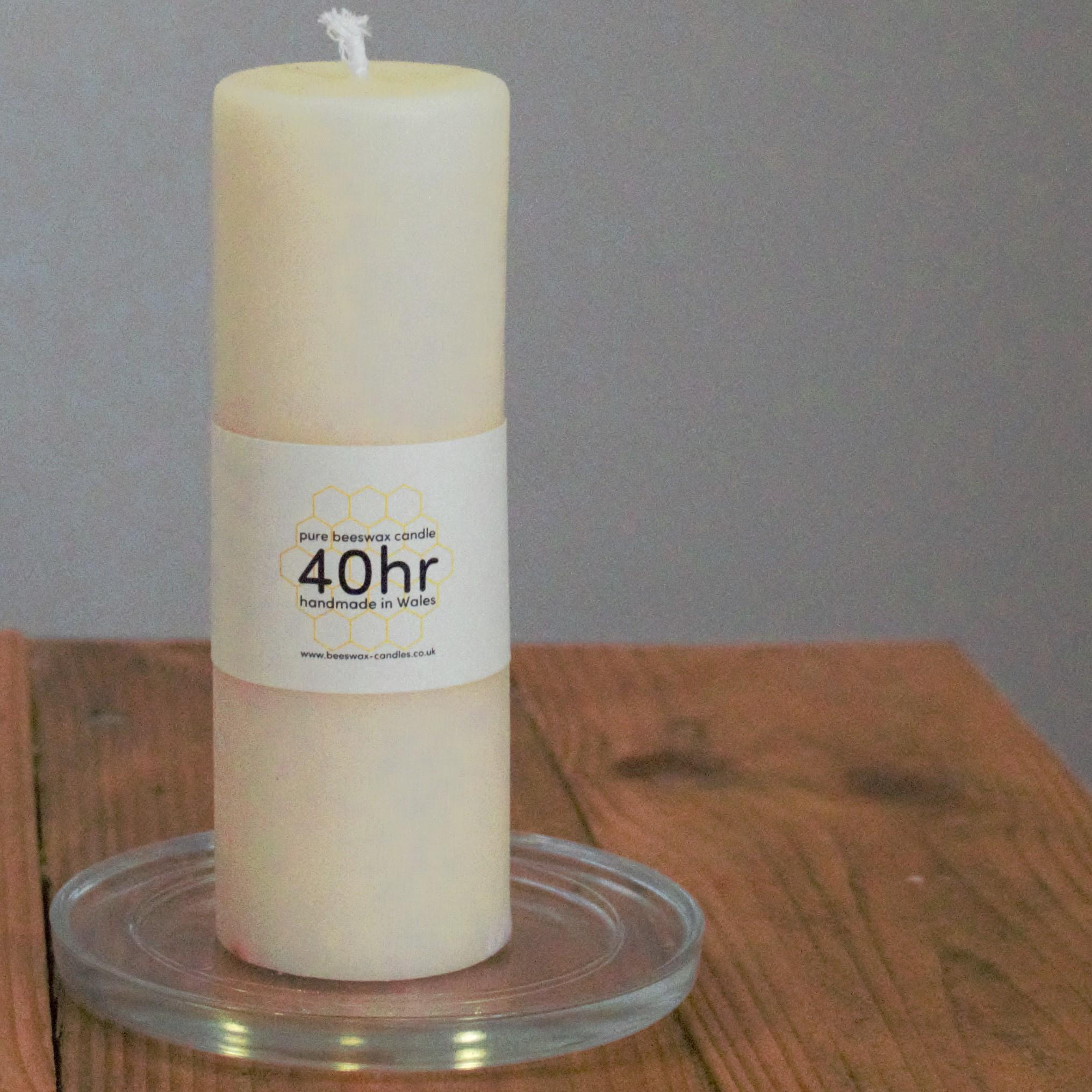 Ivory 40hr pure beeswax pillar candle