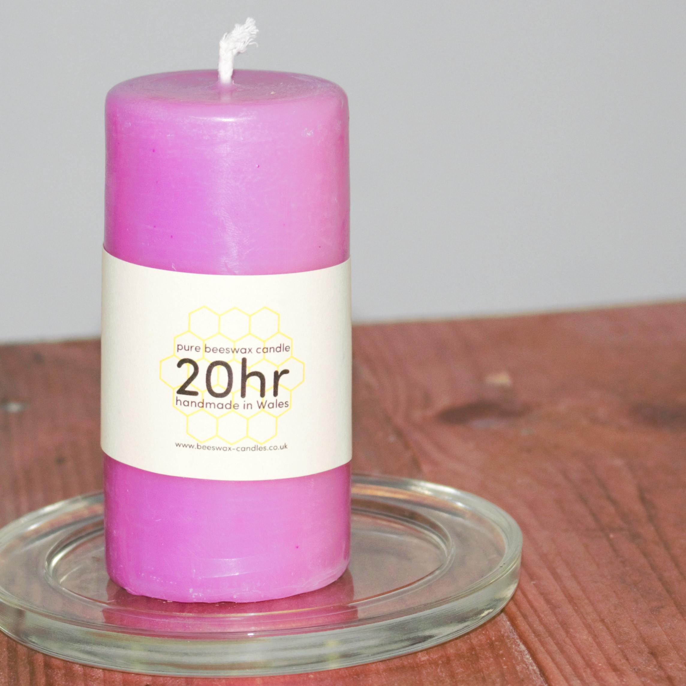 Unicorn Magenta 20hr pure beeswax pillar candle