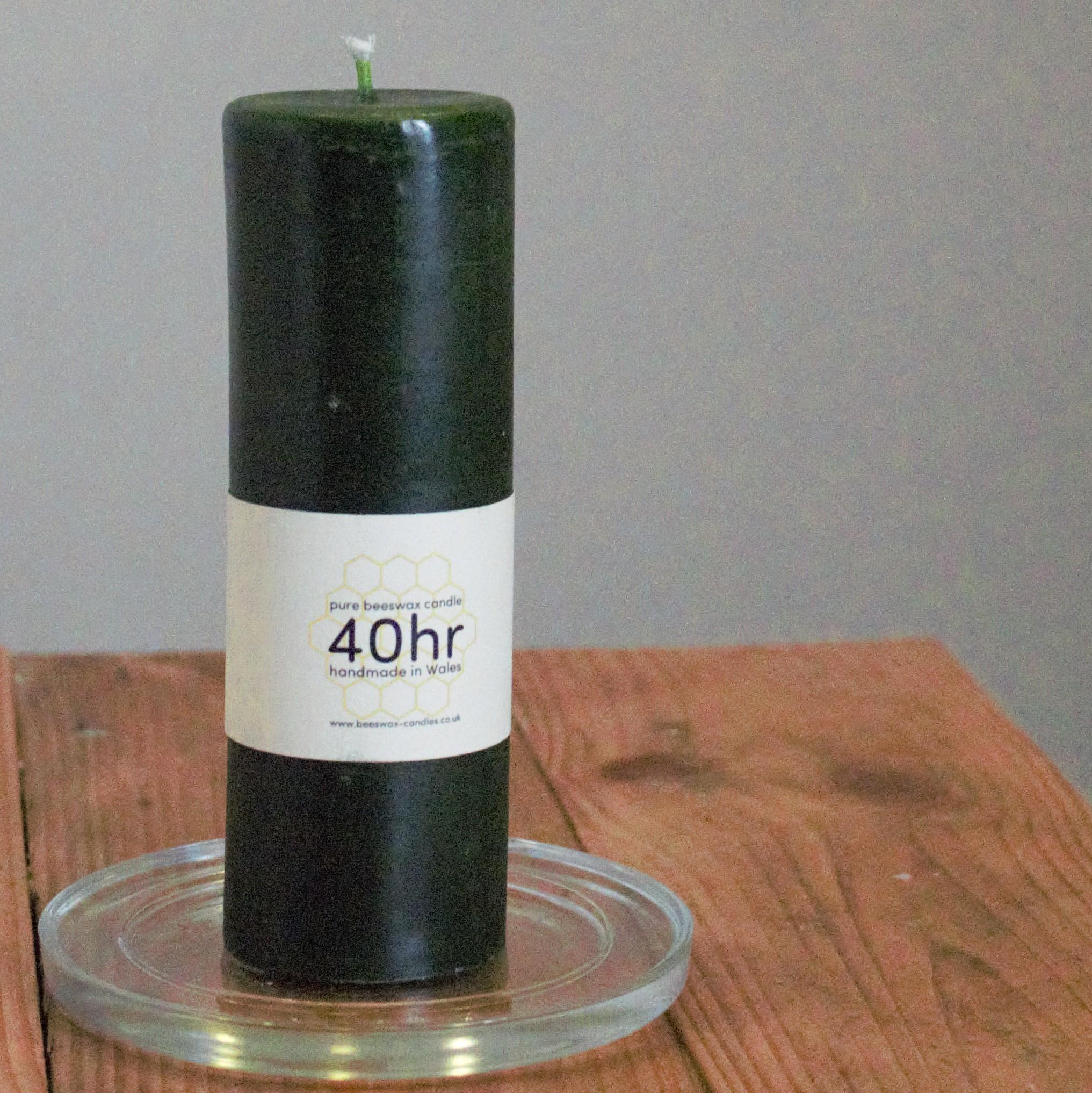 Christmas green 40hr pure beeswax pillar candle