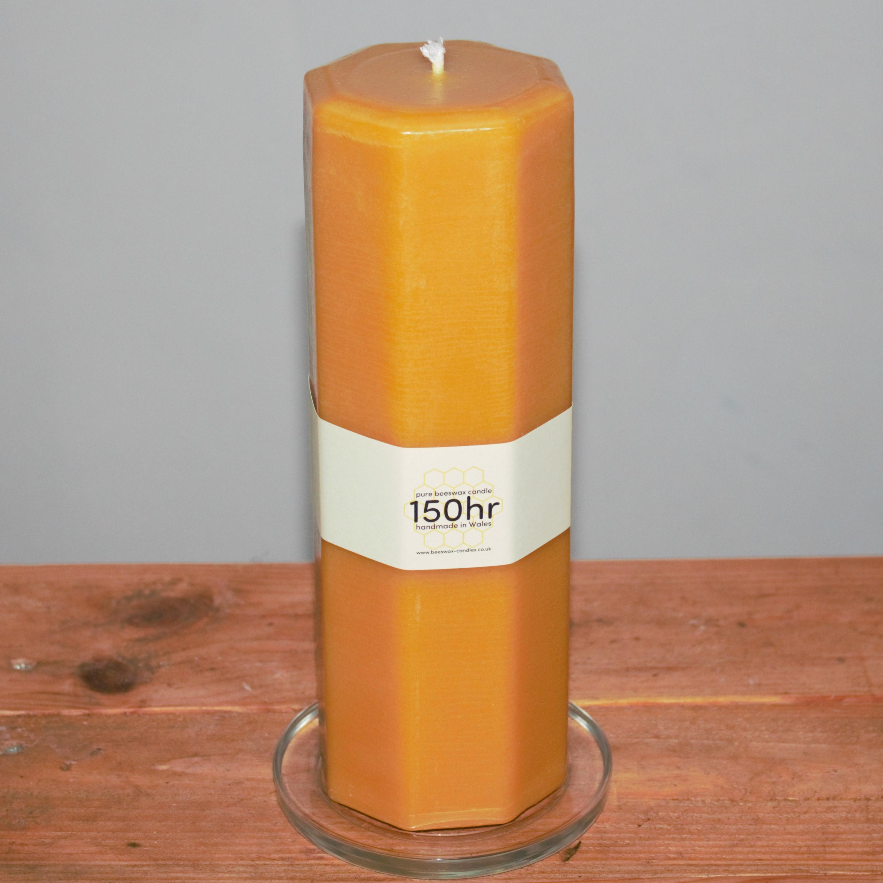 150 hour pure beeswax octagonal beeswax pillar candle