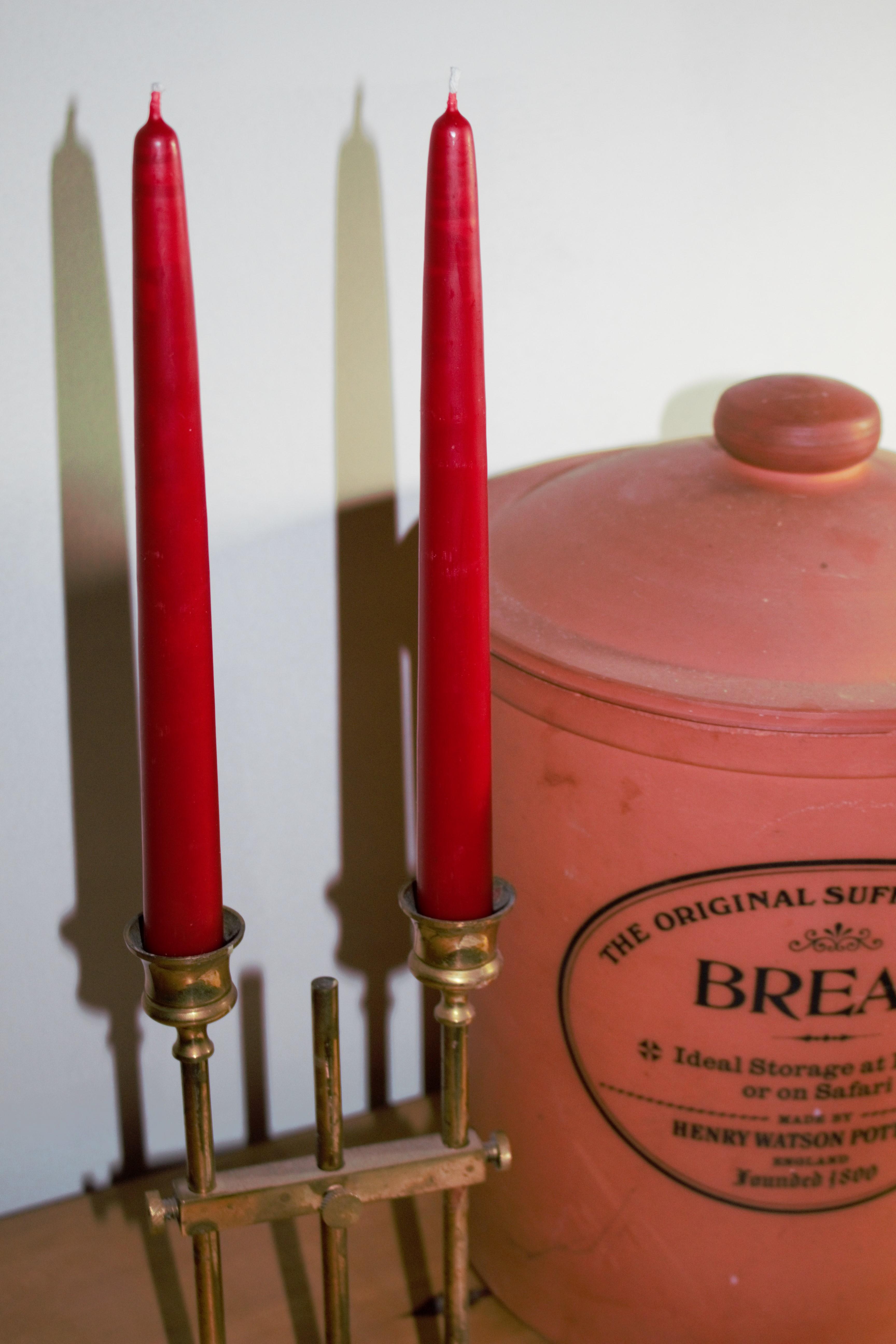 Red beeswax candles
