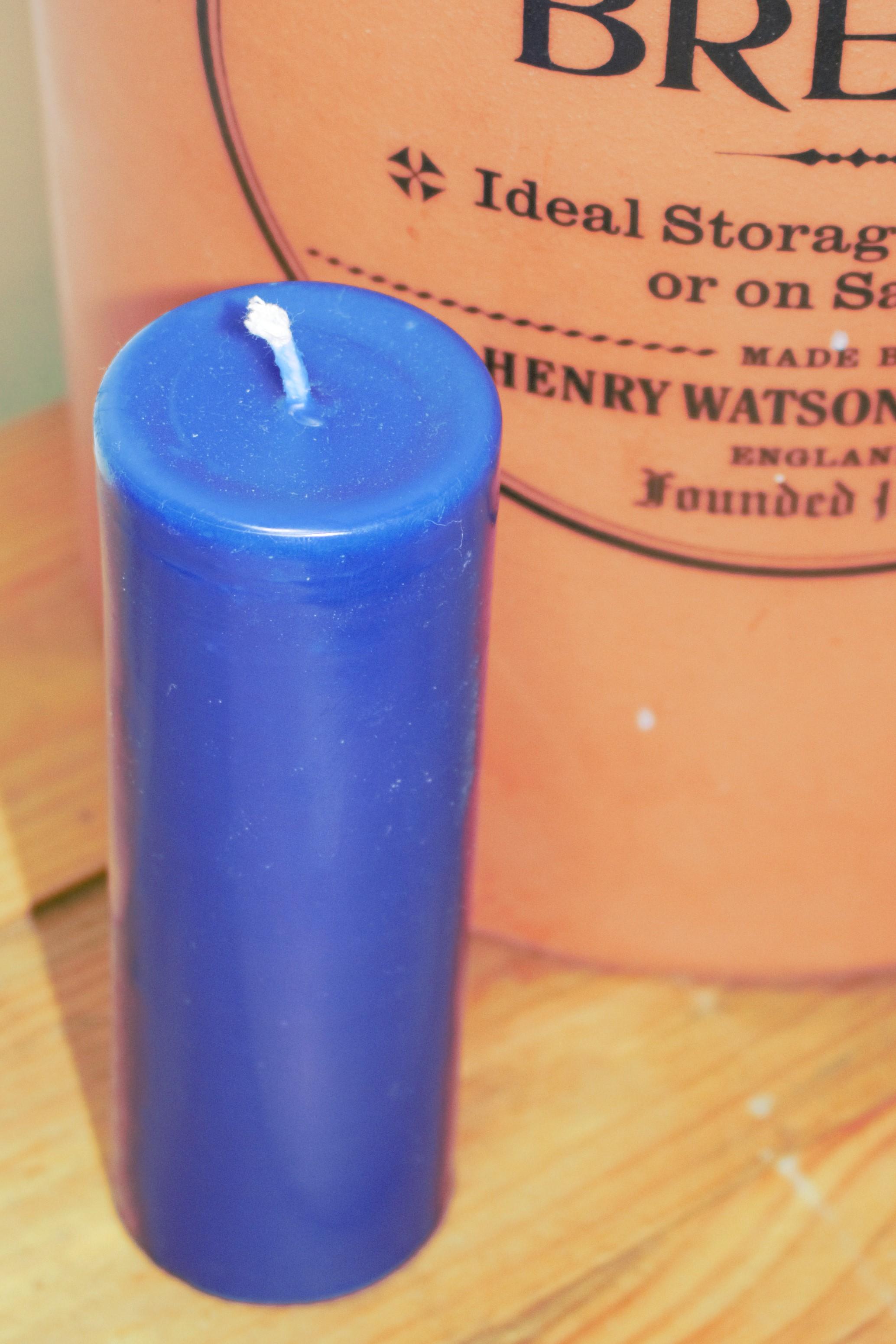 Cobalt Blue 40hr beeswax pillar candle