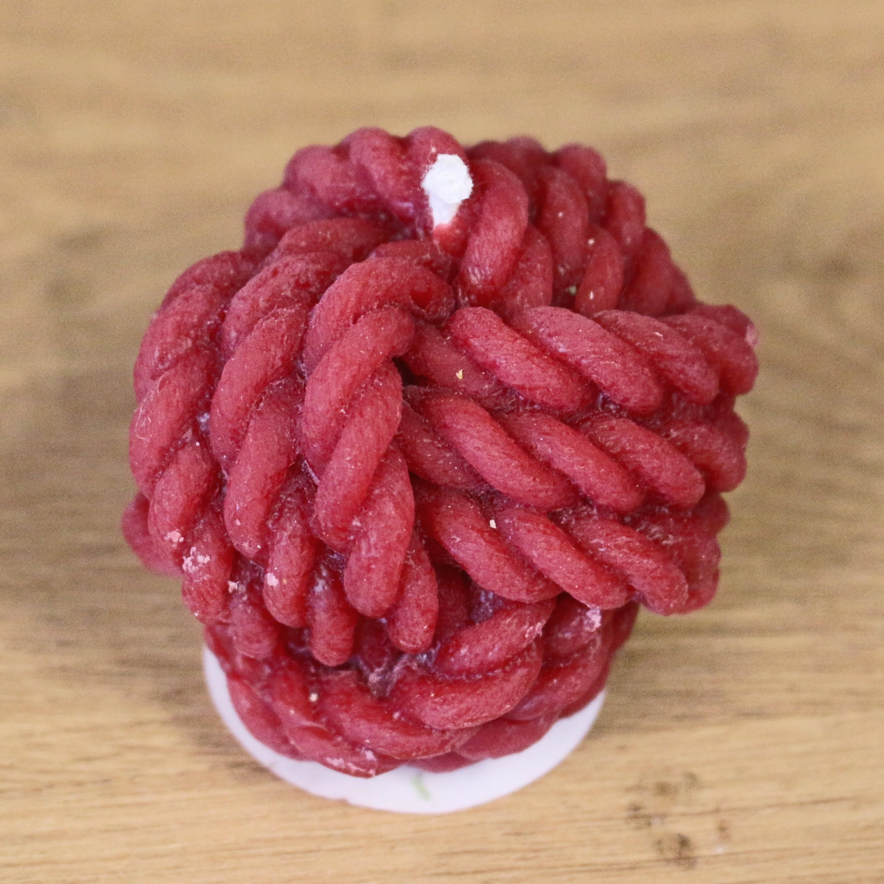 Red pure beeswax yarn ball candle
