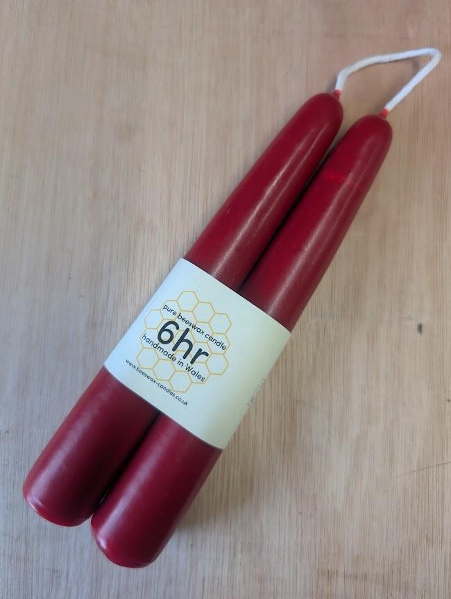 Red dipped 6hr pure beeswax candles
