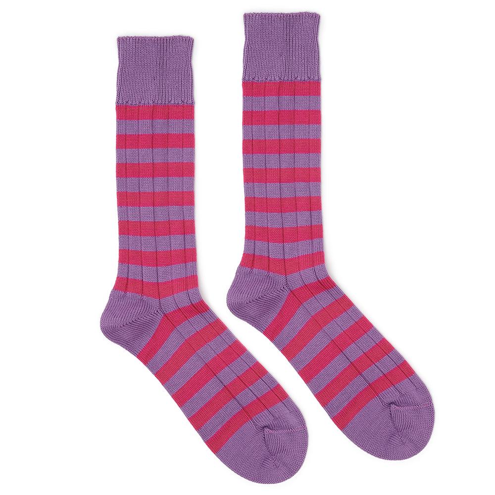 Marko John's Lavender socks in pink and lavender stripes