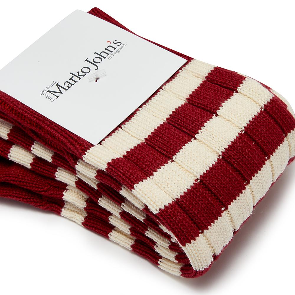 Marko John's Chamonix sock in red and white stripes
