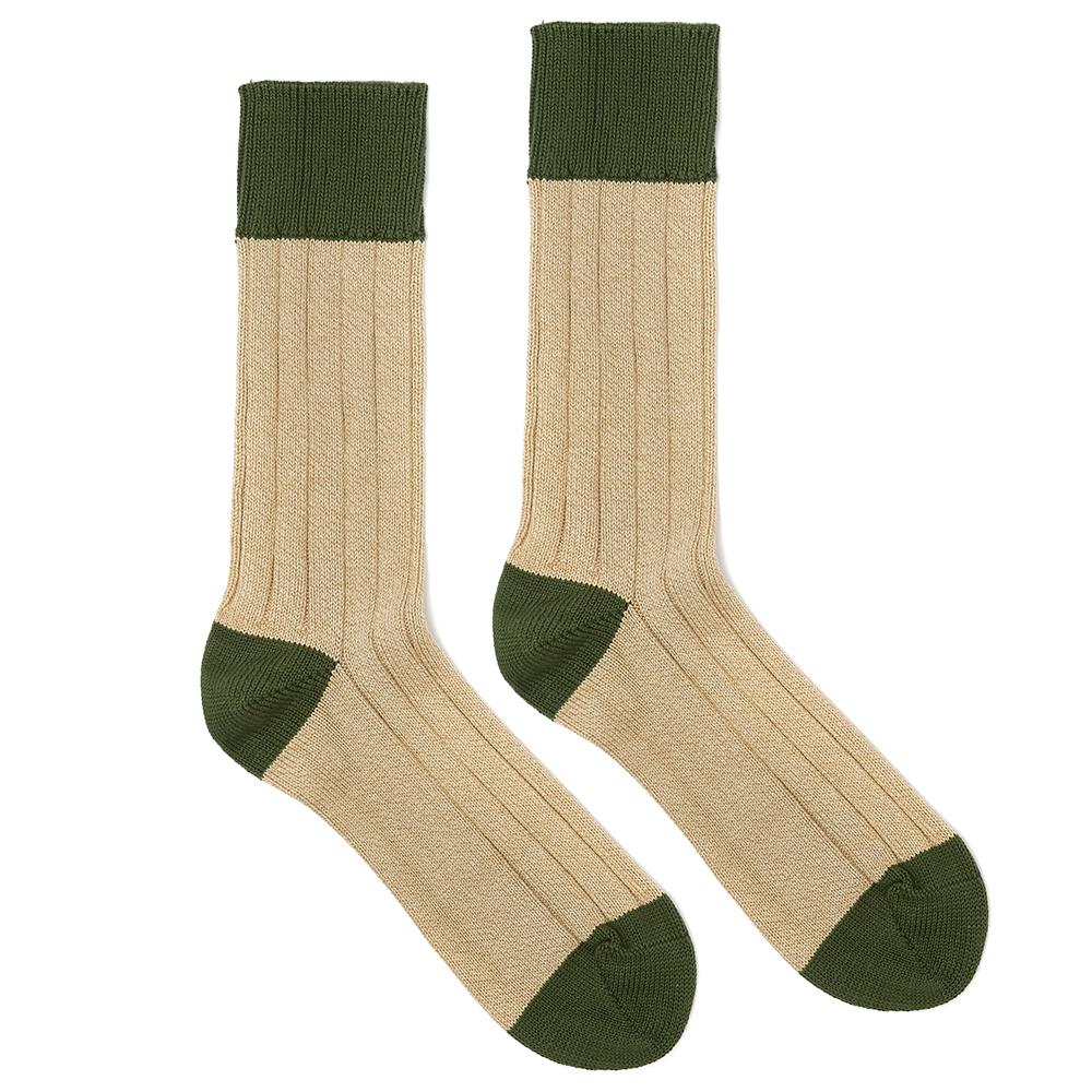 Marko John's Wheaton socks in beige and green
