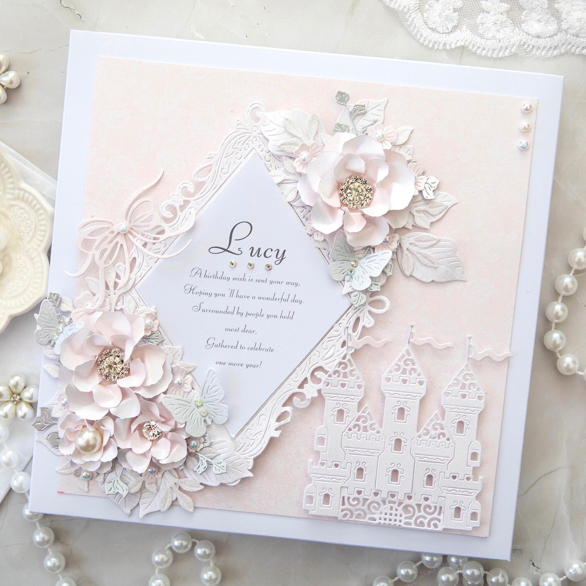 Handmade Card featuring mermaid cut out and floral displays