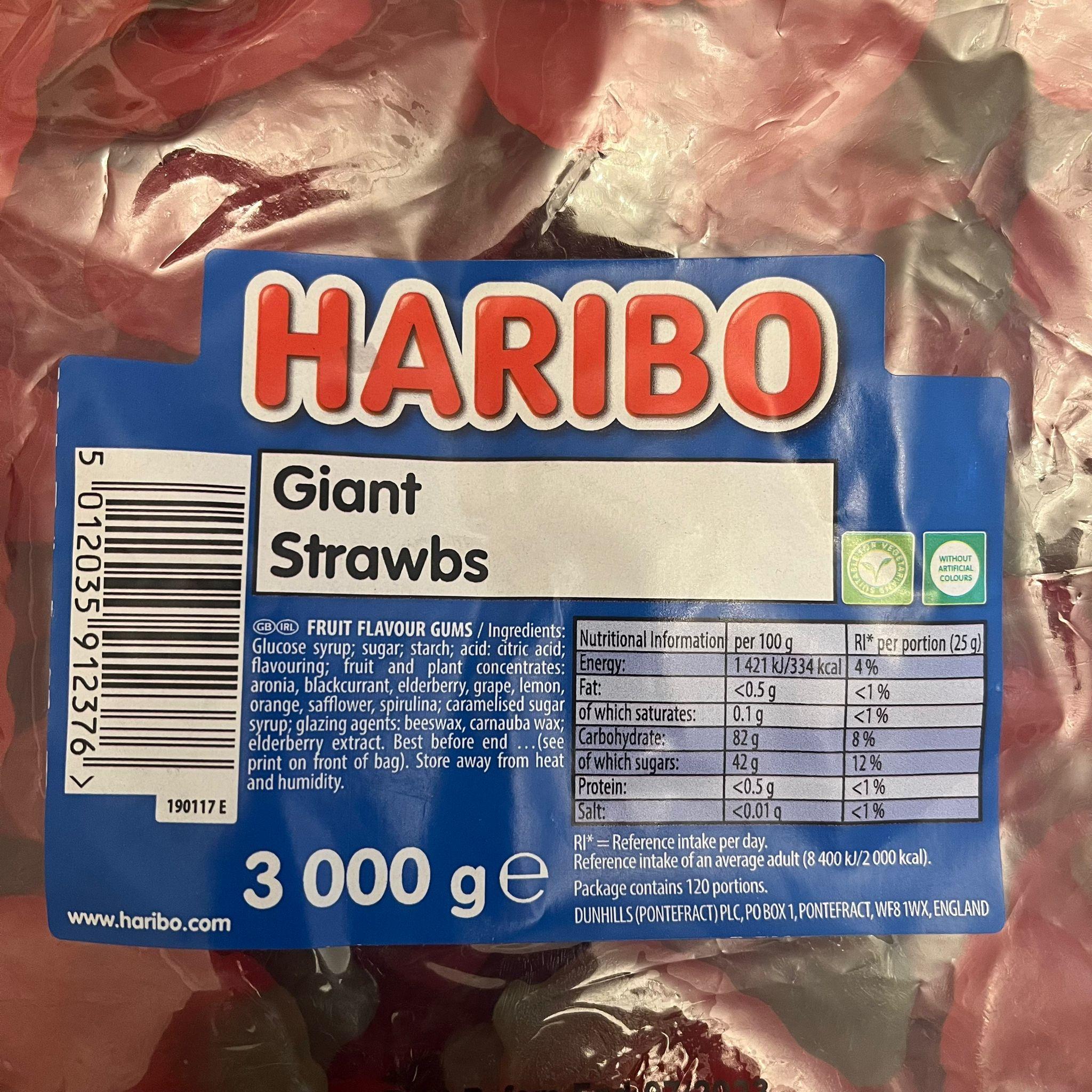 Haribo Giant Strawberrys 3kg