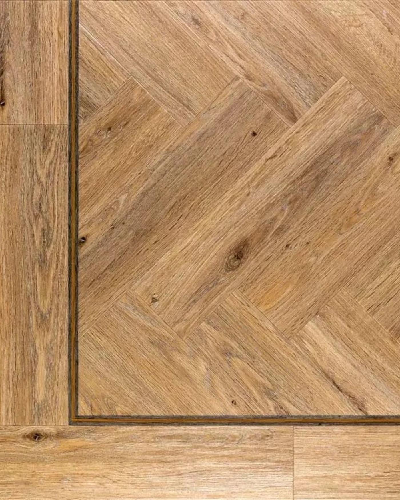 Herringbone Ambiance LVT flooring in Washed Oak