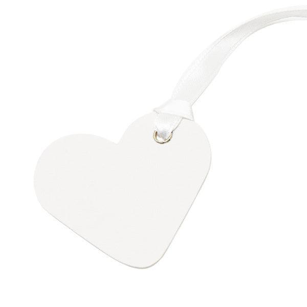 12 White Heart Place Cards with Ribbons