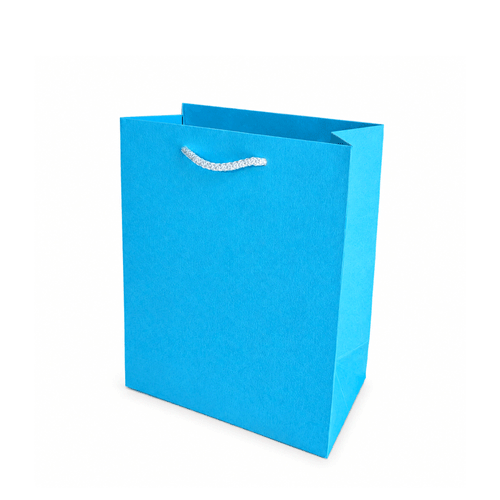 Bright Blue medium gift bag on a plain white background