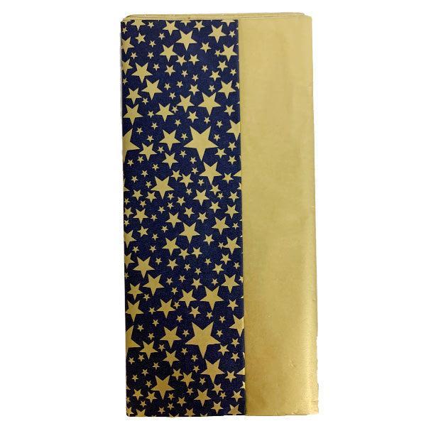 Navy and Gold Galactic Stars - Tissue Paper Pack 8 Sheets