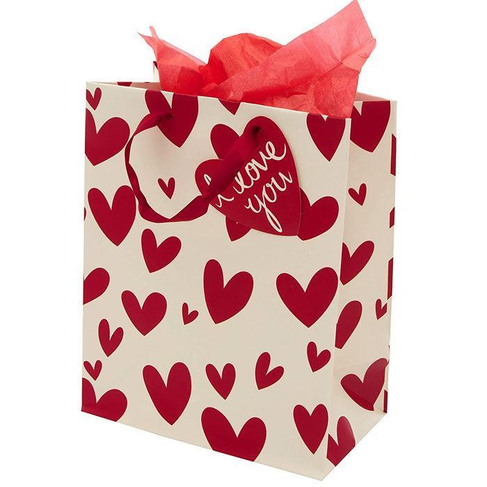 I Love You Hearts Gift Bag With Red Tissue Paper MEDIUM