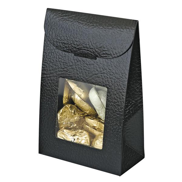 Leather Effect Small Bag/Box with Window 90 x 45 x 130mm Black