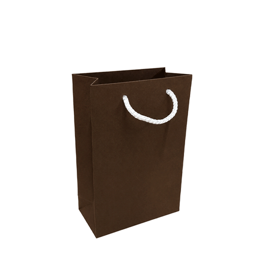 Small A5 Chocolate Brown gift bag on a plain white background