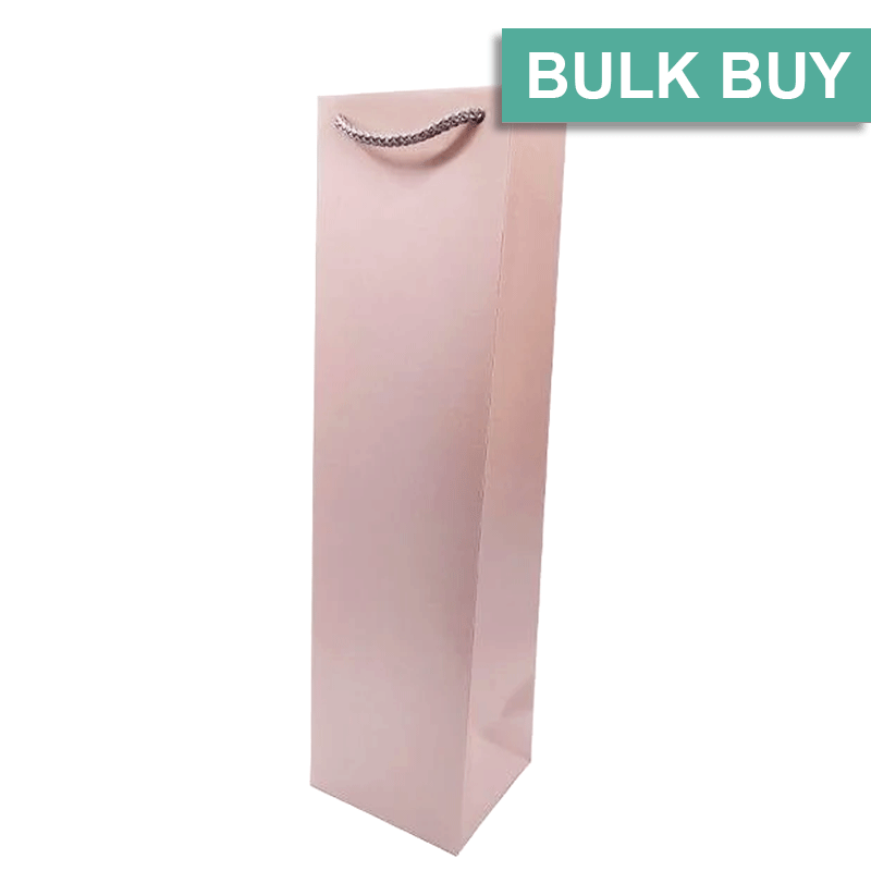 Baby Pink bottle gift bag bulk buy on a plain white background