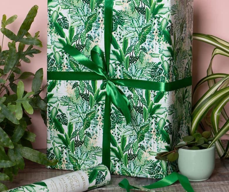 green plants gift wrap