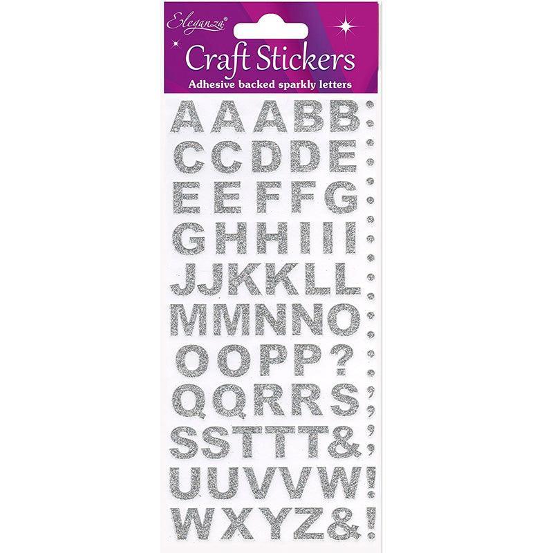 Bold Silver Letter Stickers - 1 sheet