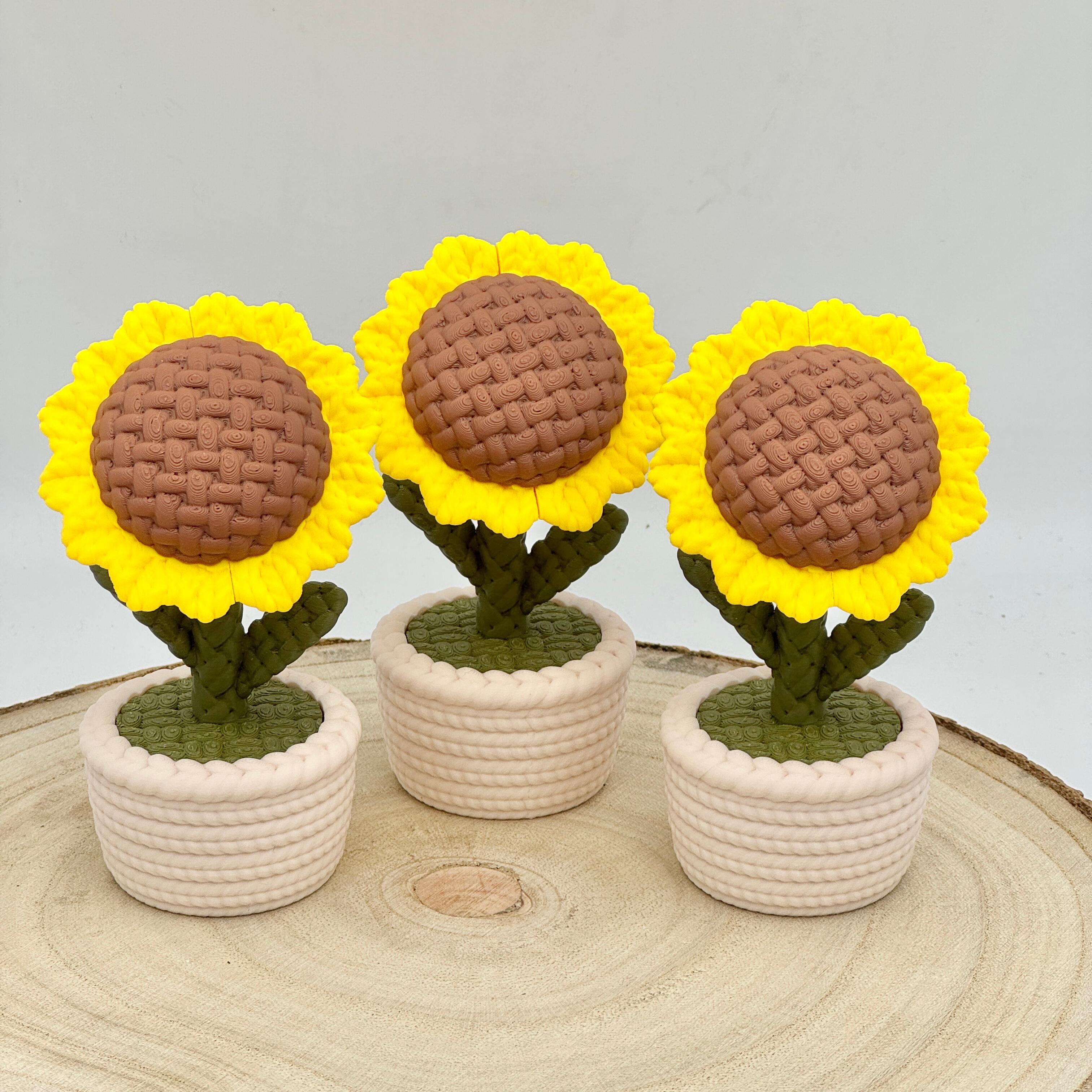 knitted effect sunflowers