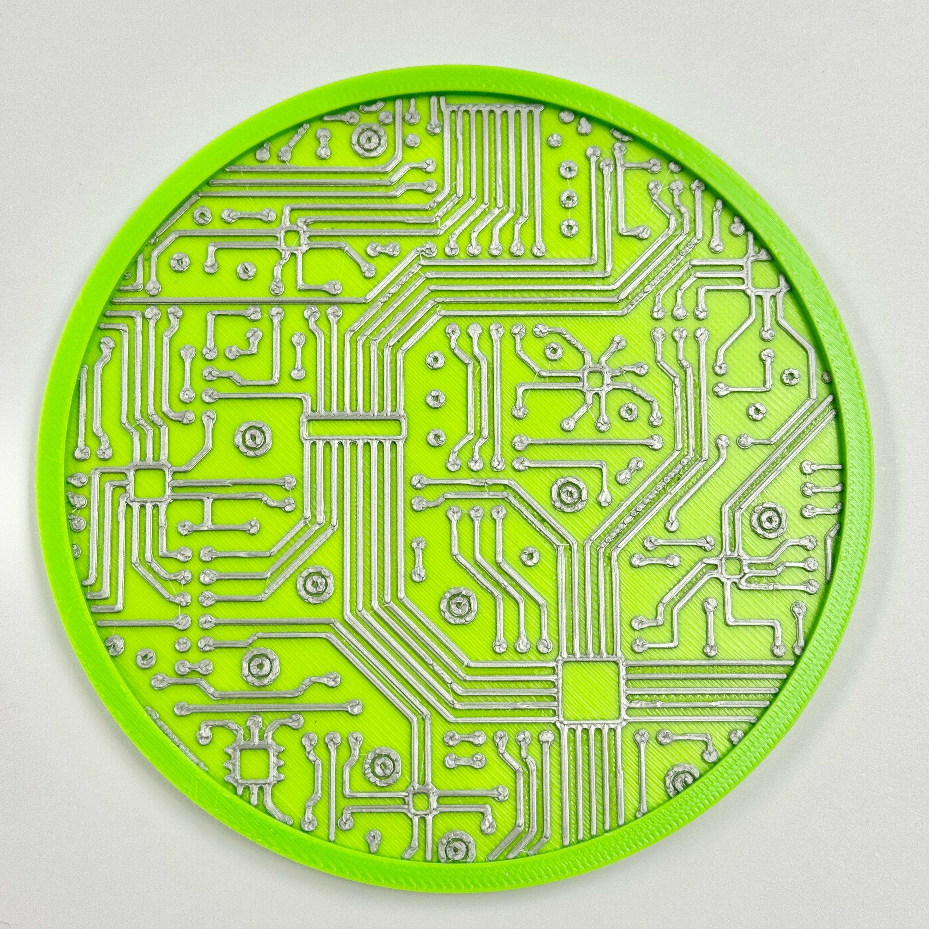 Green & Silver Circuit Board Coaster
