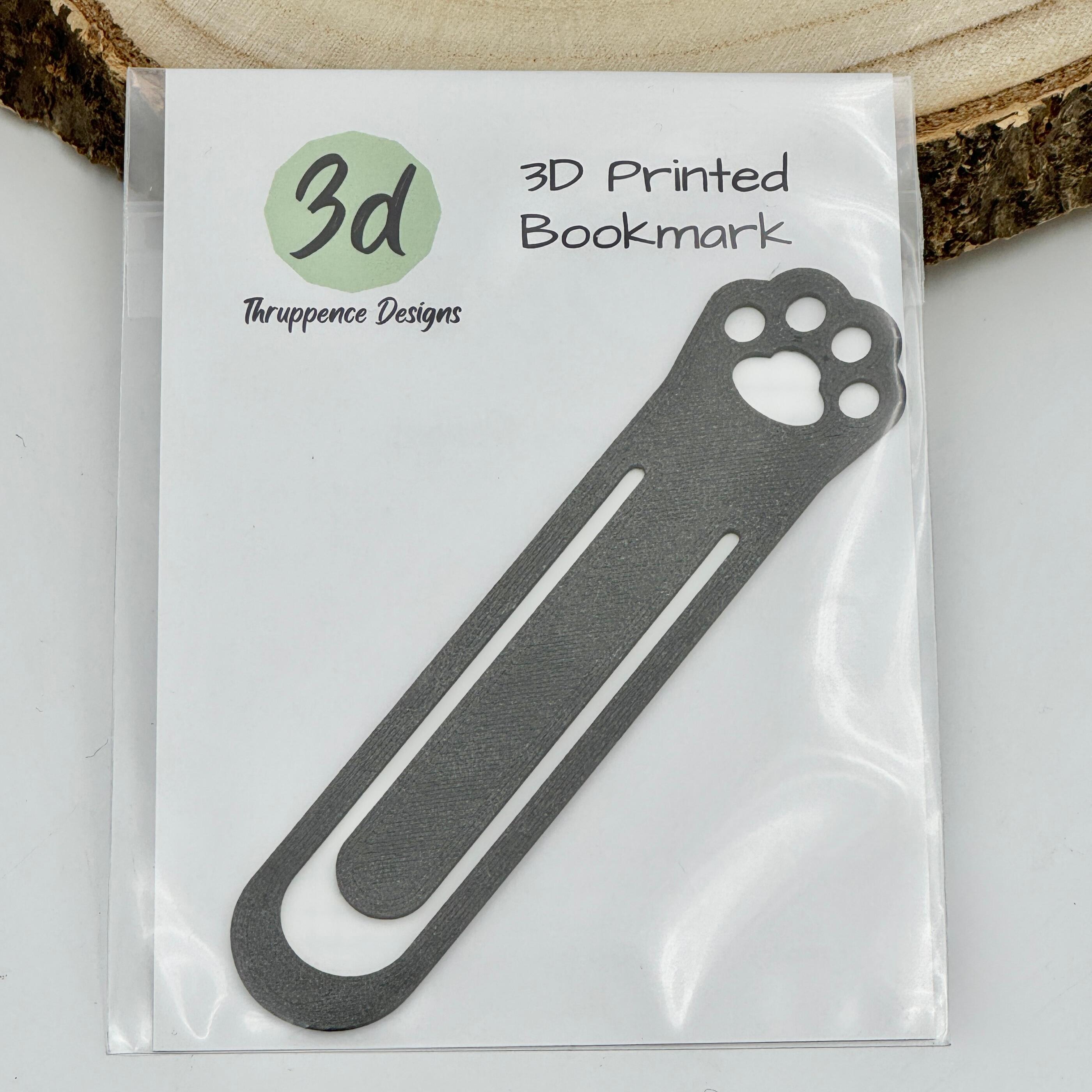 Black paw print bookmark
