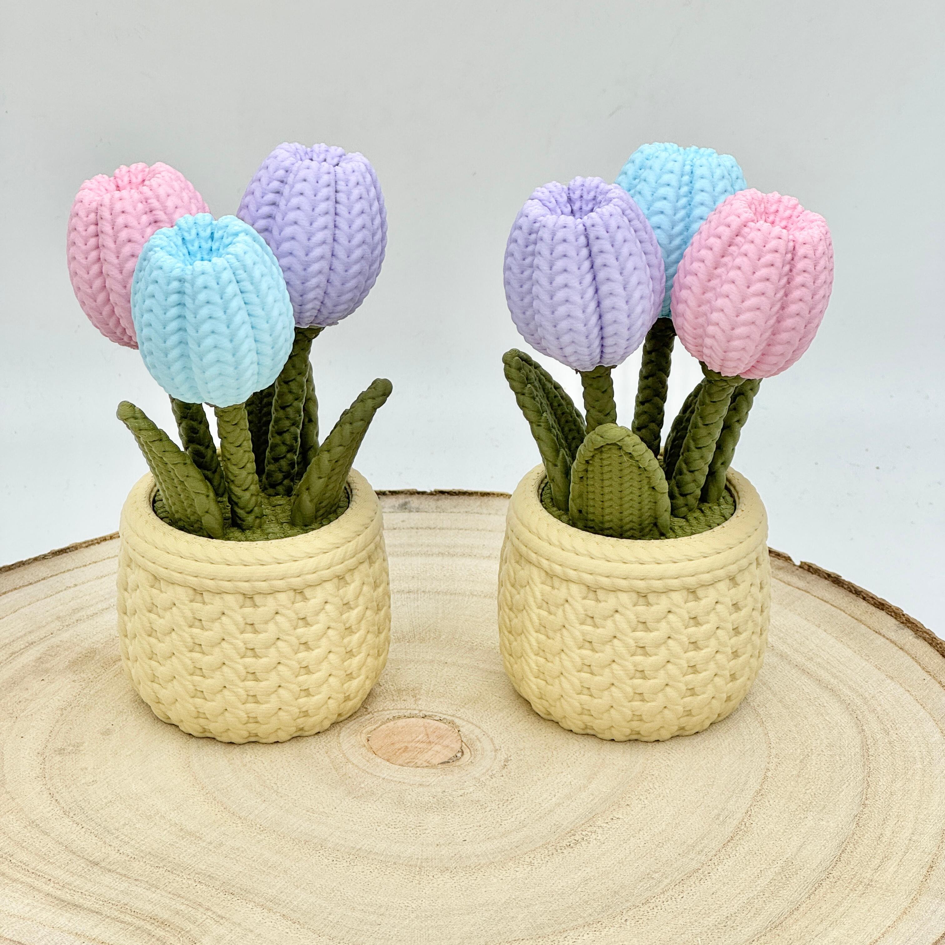 pastel knitted effect tulips