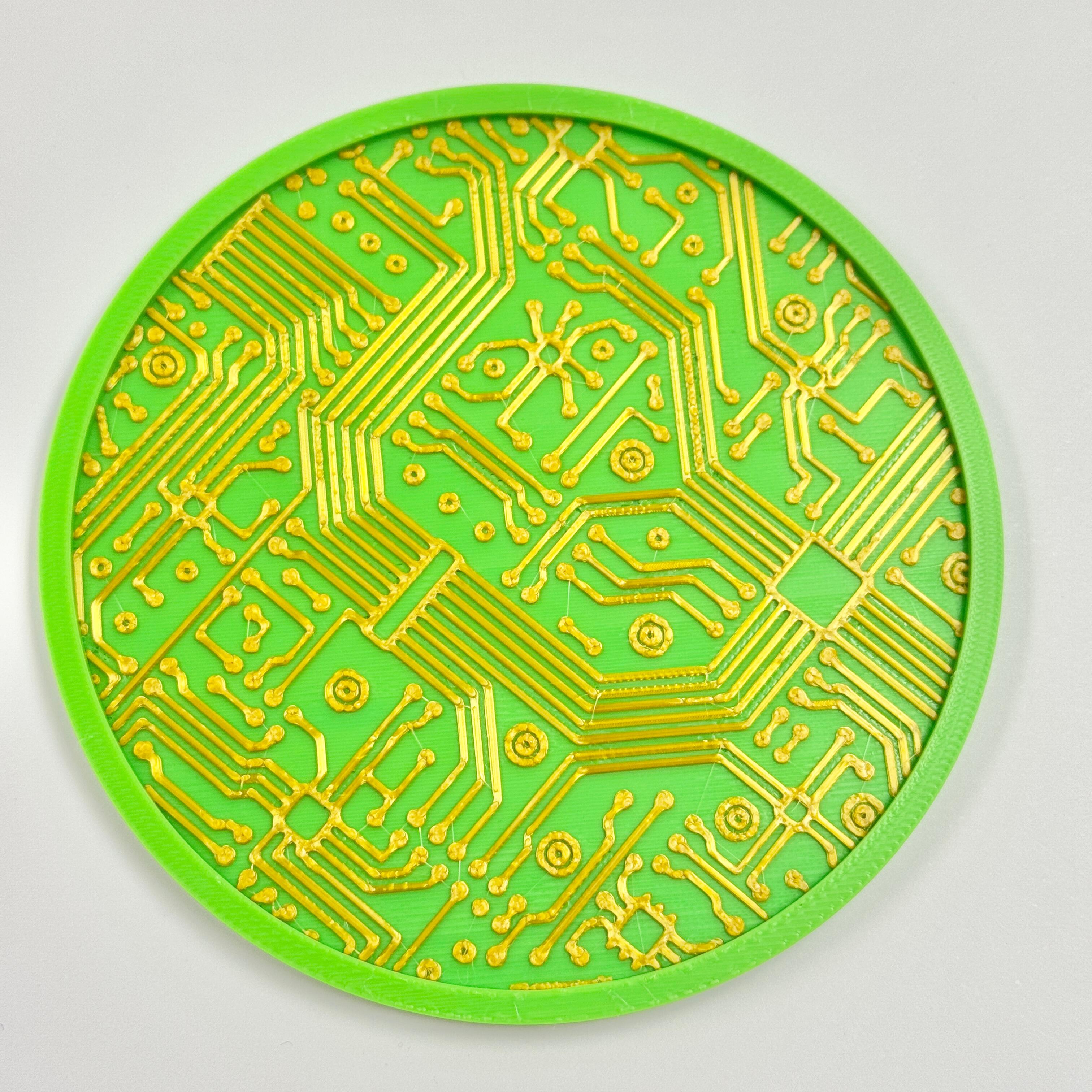 Green & Gold Circuit Board Coaster