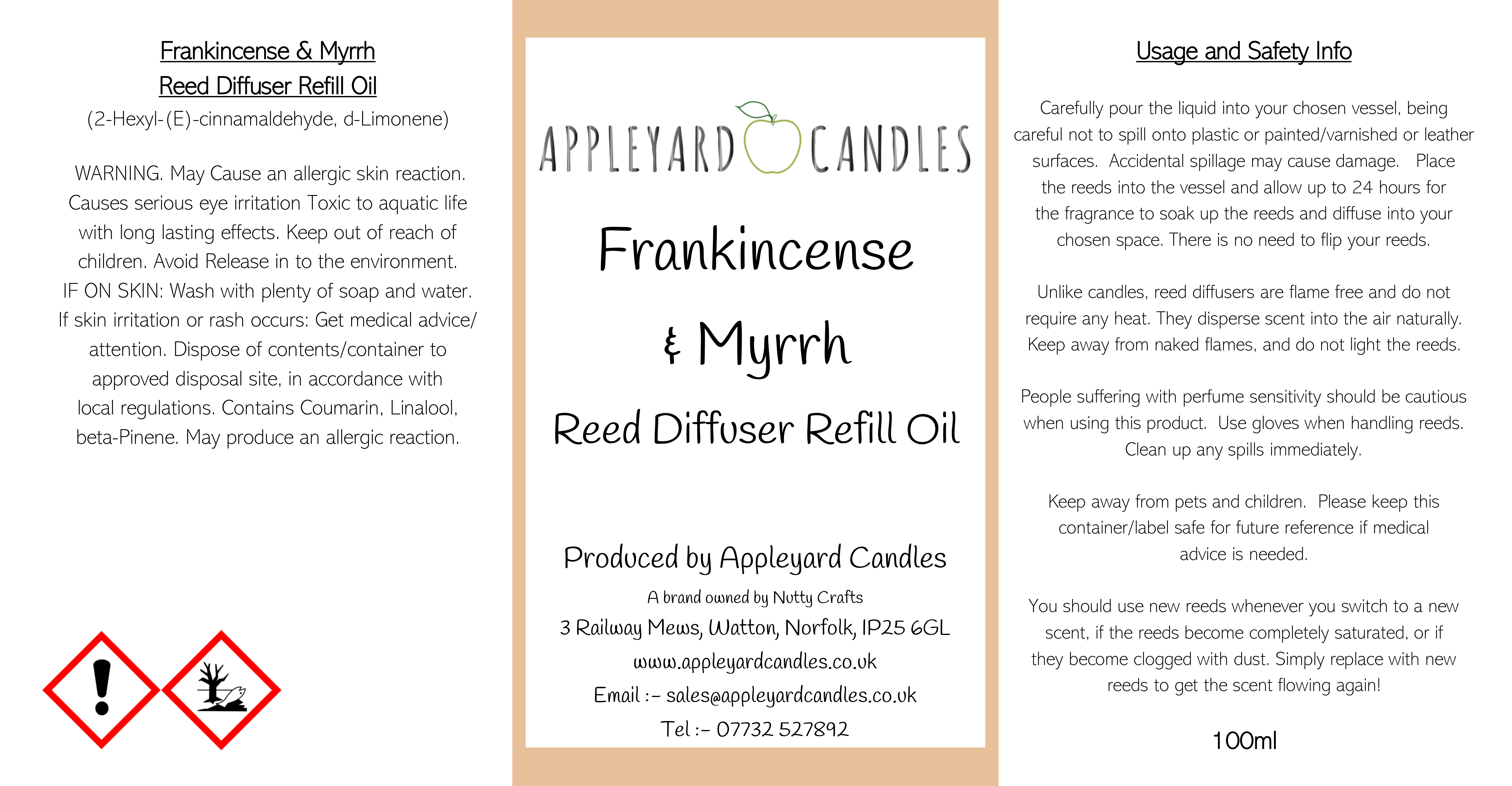 Clp Reed Diffuser Frankincense & Myrrh Reed Diffuser Oil Refill