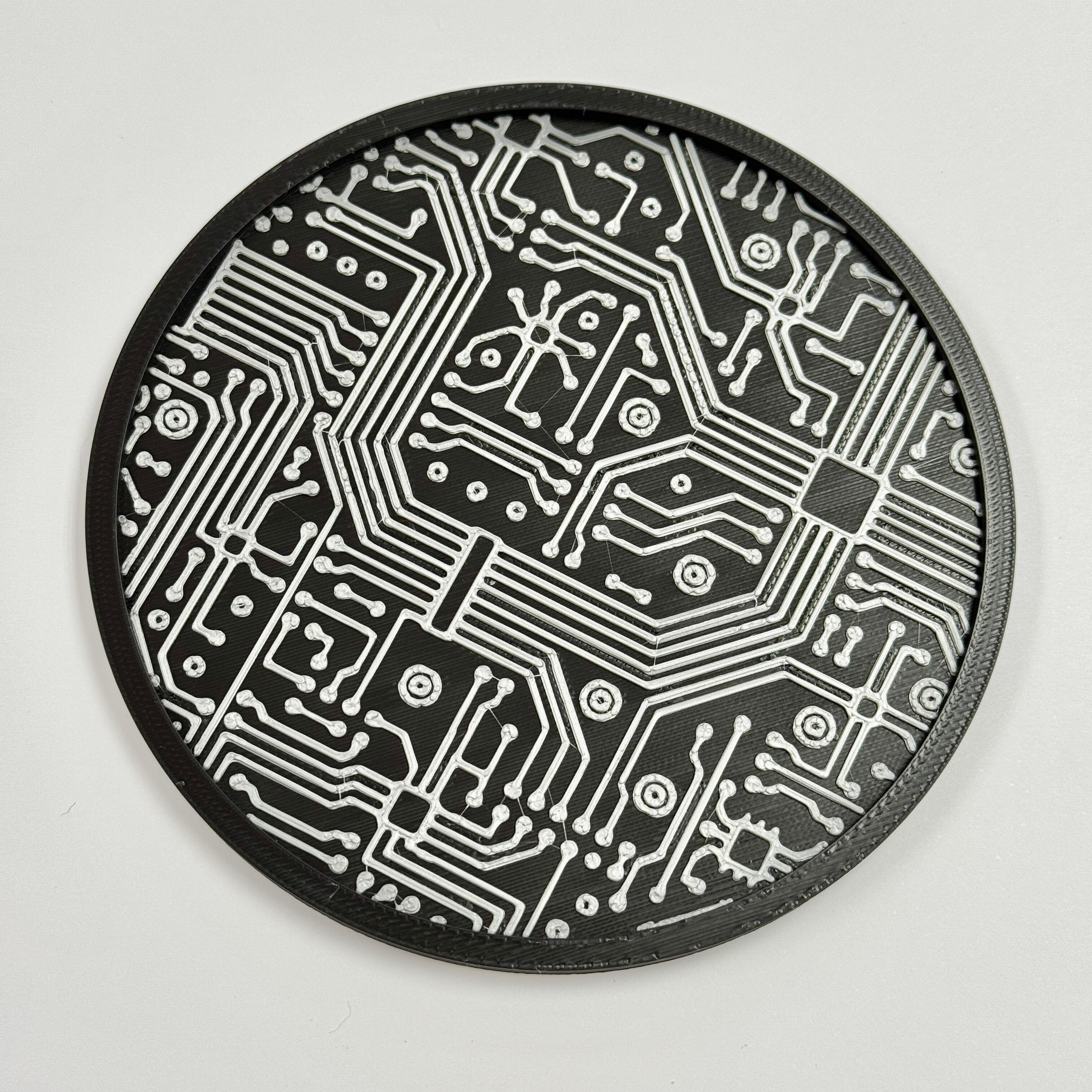 Black & Silver Circuit Board Coaster