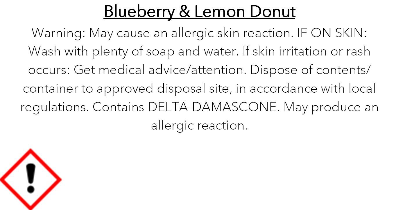 an image of the clp information for blueberry lemon donut wax melts