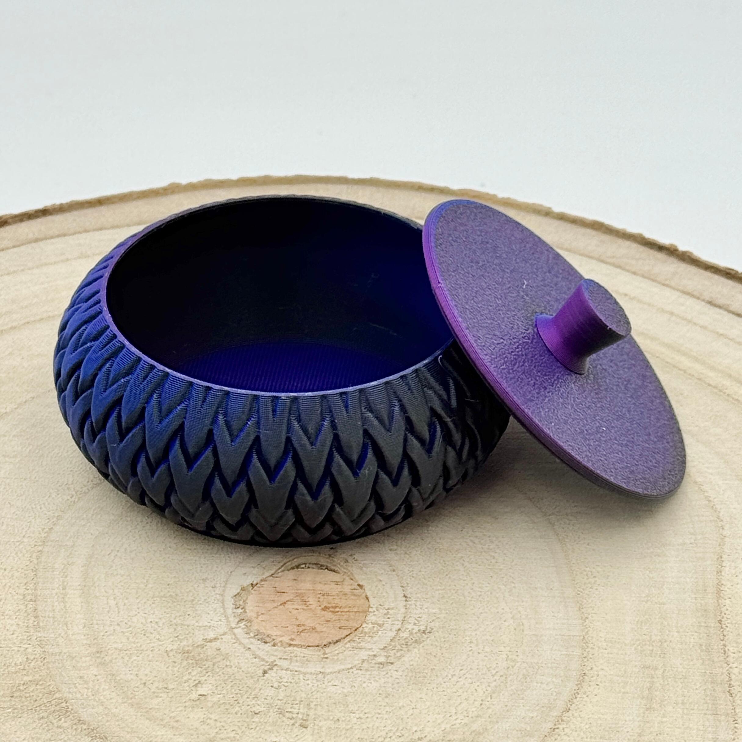 an image of a stackable lidded pot dark blue & purple