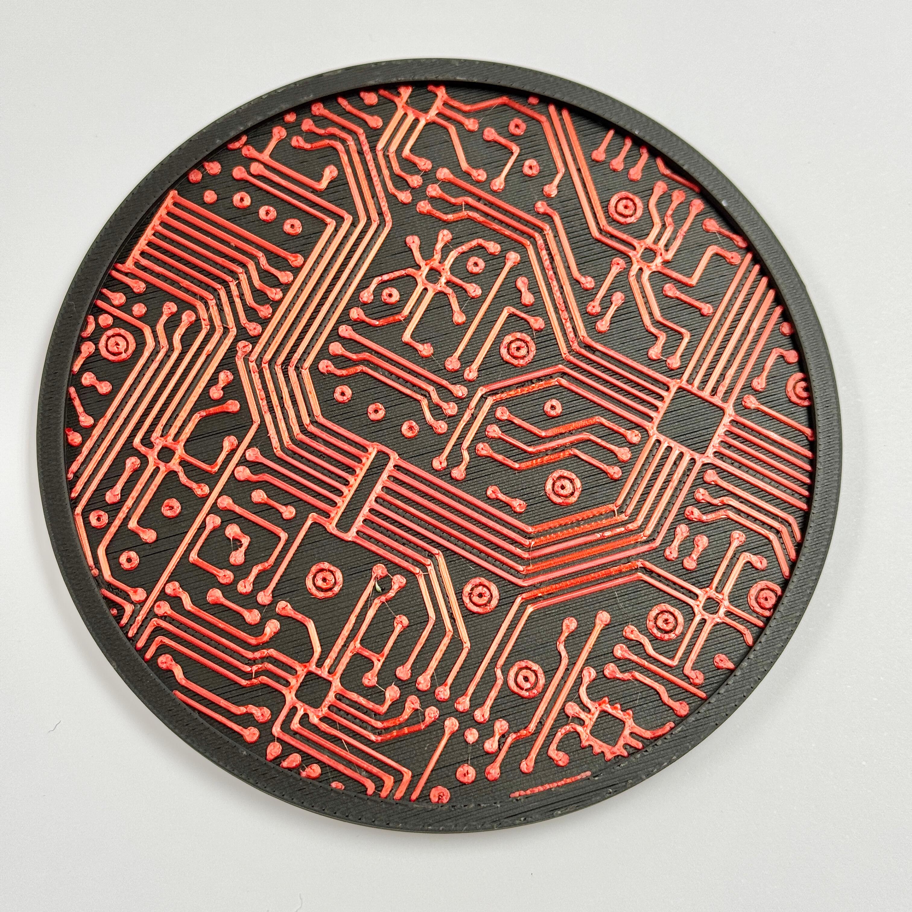 Black & Red Circuit Board Coaster