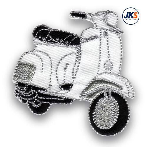 White Scooter (style 2) Iron on Patch