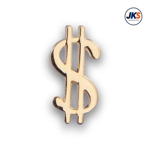 20 x Dollar Sign Gold Plated Pin Badges
