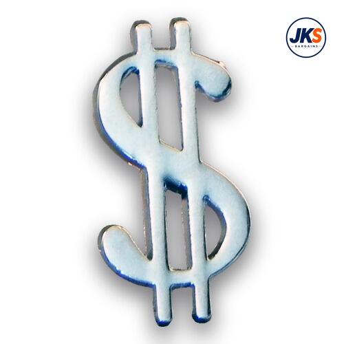 Dollar Sign Nickel Plated Pin Badge