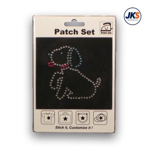 Rhinestone Dog Iron on Patch