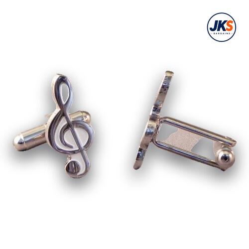 Chrome Plated Treble Clef Cufflinks
