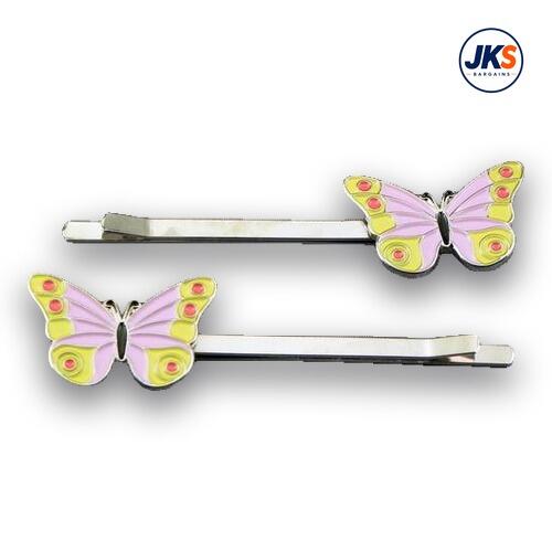 10 x Pairs Butterfly Pink Hair Grips