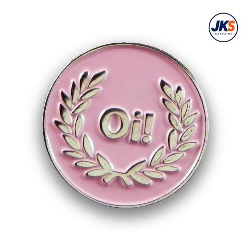 20 x Pink Oi! Laurel Pin Badges